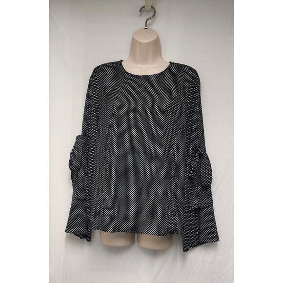 who what wear Polka-Dots Long Bell Sleeve Black/ White Size Medium - Picture 4 of 9